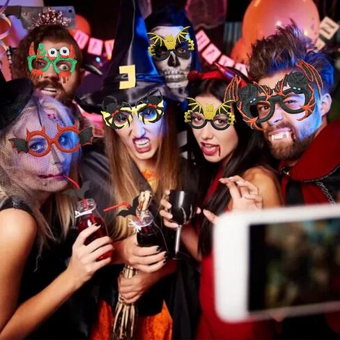 Halloween Glasses for Kids Adults - Halloween Party Favors Funny Glitter Eyeglasses Frames for Holiday Gifts Prizes Games Costume Accessories Decorations in Saudi Arabia