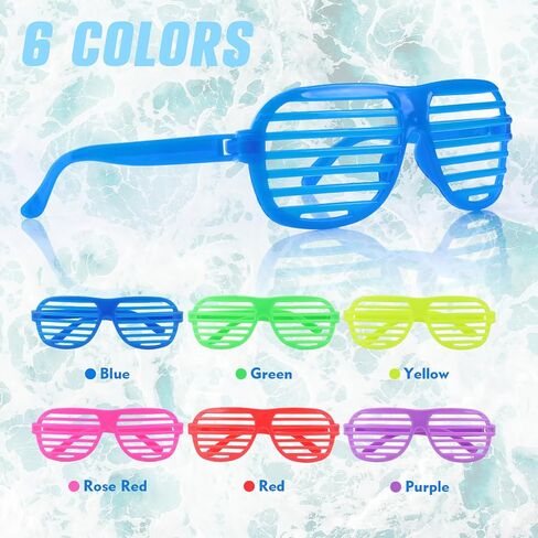 84 Pack Plastic Shutter Shades Glasses Bulk, 80's Party Neon Slotted Shutter Shade Sunglasses Eyewear Party Favors and Party Props for Kids Teens Adults in Saudi Arabia