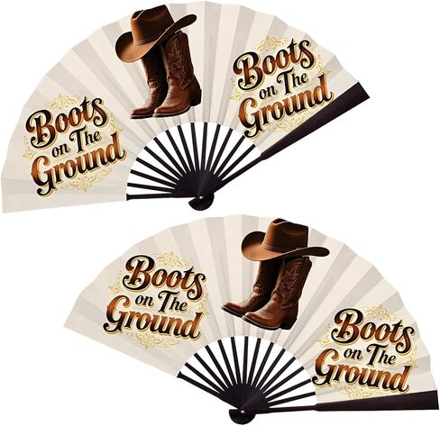 2 Pcs Boots On The Ground Hand Fan，13''Fans for Line Dancing，Clack Fan for Dance, Party, Decoration, Festival (A) in Saudi Arabia