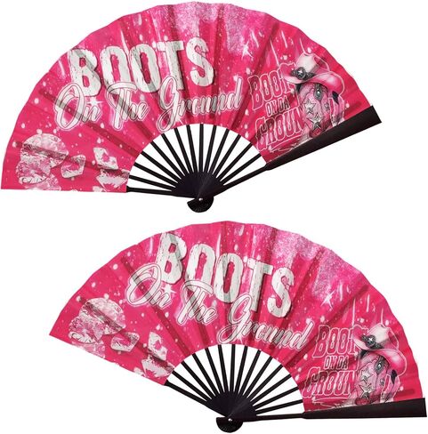 2 Pcs Boots On The Ground Hand Fan，13''Fans for Line Dancing，Clack Fan for Dance, Party, Decoration, Festival (A) in Saudi Arabia