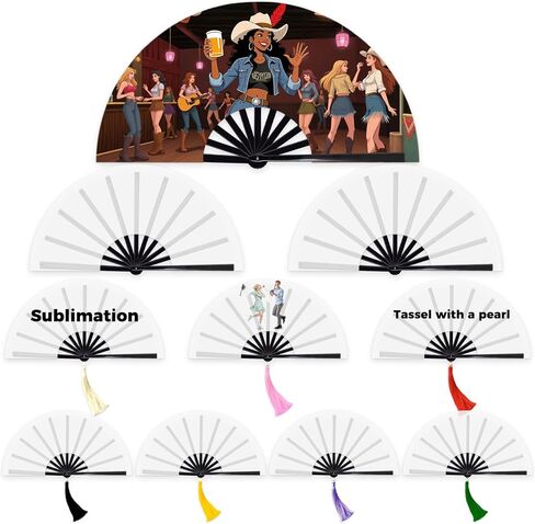 15pcs تسامي المعجبين مجموعة قابلة للطي فارغة - بوليستر بيضاء اليد مروحة نقل حرارة المشجعين clack تسامي ، تسامي الفراغات مروحة المعجبين مع 7 شرابات اللؤلؤ وأشرطة 2 للرقص ، الزفاف ، ديسكو ، الكنيسة in Kuwait