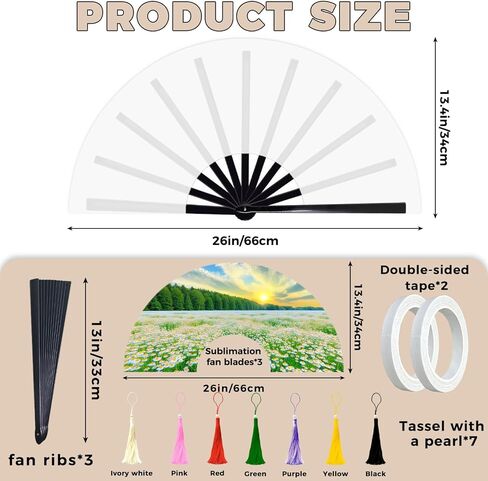 15pcs تسامي المعجبين مجموعة قابلة للطي فارغة - بوليستر بيضاء اليد مروحة نقل حرارة المشجعين clack تسامي ، تسامي الفراغات مروحة المعجبين مع 7 شرابات اللؤلؤ وأشرطة 2 للرقص ، الزفاف ، ديسكو ، الكنيسة in Kuwait