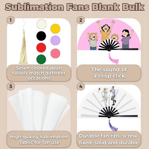 15pcs تسامي المعجبين مجموعة قابلة للطي فارغة - بوليستر بيضاء اليد مروحة نقل حرارة المشجعين clack تسامي ، تسامي الفراغات مروحة المعجبين مع 7 شرابات اللؤلؤ وأشرطة 2 للرقص ، الزفاف ، ديسكو ، الكنيسة in Kuwait