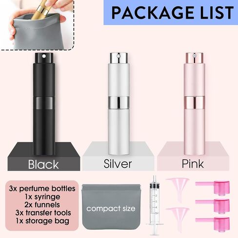 6 Pack 8ML Empty Perfume Atomizer Cologne Travel Spray Bottle for Refill Portable Cologne Dispenser Mini Sprayer for Women Men Twist Tpye in Kuwait