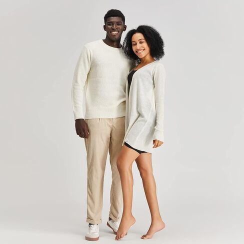 بلوفر رجالي من Polyana Cashmere Essentials بياقة دائرية، سترة وافل محبوكة مضلعة وأكمام طويلة in Kuwait