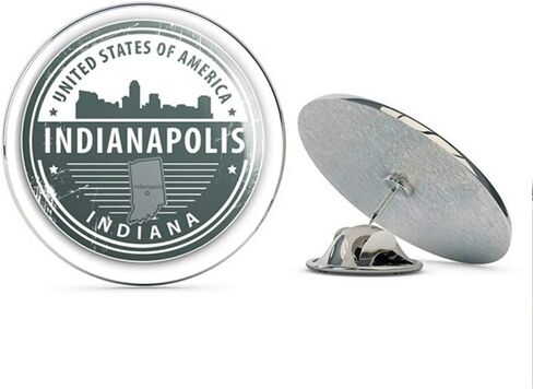 Indianapolis Indiana USA Grunge Rubber Stamp Travel Round Metal 0.75" Lapel Pin Hat Shirt Pin Tie Tack Pinback in Saudi Arabia