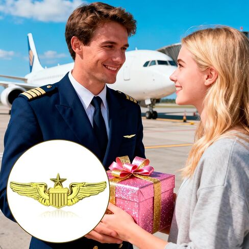 Airplane Pin,Pilot Wings Pin,Gold Air Force Senior Pilot Wing Badge,Pilot Costume Lapel Pins,Metal Aviator Pins for Hat Shirt Uniform Costume,Gift for Flight Schools & Graduation in Saudi Arabia