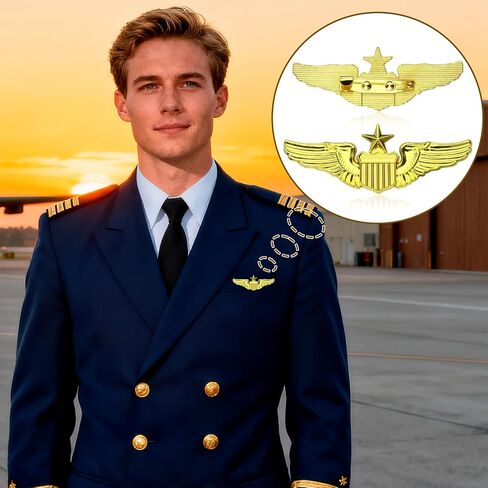 Airplane Pin,Pilot Wings Pin,Gold Air Force Senior Pilot Wing Badge,Pilot Costume Lapel Pins,Metal Aviator Pins for Hat Shirt Uniform Costume,Gift for Flight Schools & Graduation in Saudi Arabia