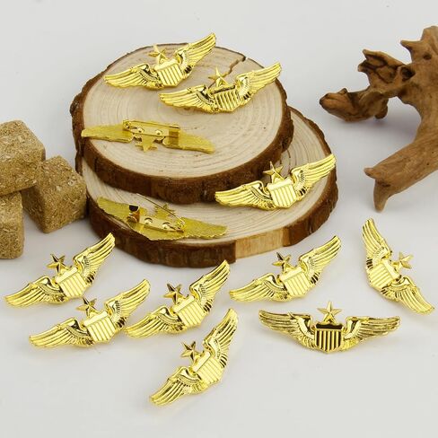 Airplane Pin,Pilot Wings Pin,Gold Air Force Senior Pilot Wing Badge,Pilot Costume Lapel Pins,Metal Aviator Pins for Hat Shirt Uniform Costume,Gift for Flight Schools & Graduation in Saudi Arabia