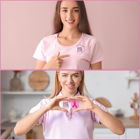 Hoteam 2 PCS كبيرة توعية بسرطان الثدي دبابيس أزرار الشريط الوردي بروش أرتدي اللون الوردي لدبابيات أمي للنساء الخيرية التعرف على كنيسة الحدث العام لجمع التبرعات لسرطان الثدي رعاية الوعي in Saudi Arabia
