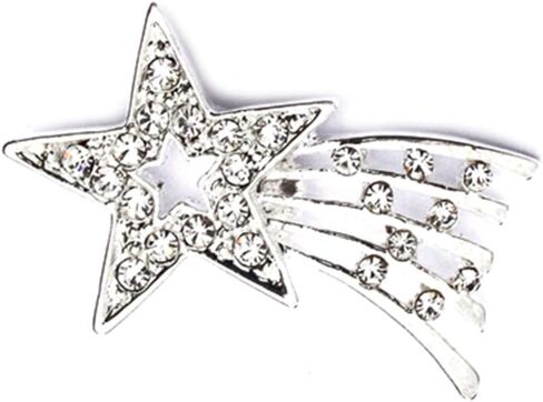 PinMart Silver Plated Rhinestone Shooting Star Brooch Pin in Saudi Arabia