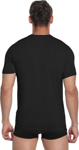 COLORFULLEAF Men's Bamboo Rayon V Neck Undershirts Soft Breathable Moisture Wicking Tagless Short Sleeve T-Shirts in Saudi Arabia