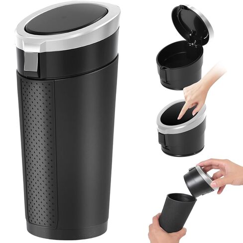 قمامة Keria Can Trash مع الغطاء-قمامة CAN Mini CAN CAN CAP SMALL SMALL SMALL SMALL CAN TRASH TRASH CAN BIN-AUTOMOTIVE CAR Protectors and Storage for Back Seat SUV Vechile Association (Sliver) in Kuwait