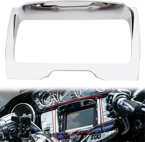 ABS Radio Trim Bezel Stereo Trim Cover For Harley Touring Electra Glide Street Glide Ultra Limited Tri Glide 2014-2023,Chrome in Saudi Arabia