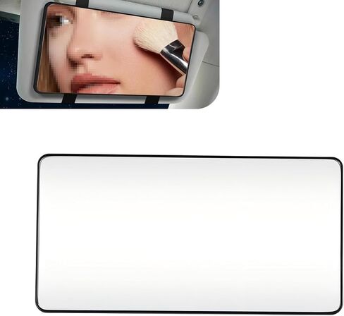 SLIMI 1 PC Car Mirror, Universal Sunvisor Cosmetic Mirror, HD Sun-shading Vanity with Strap, Driver/Passenger Sun Visor Mirrors, for Most Cars, Trucks, SUVs (Black) in Kuwait