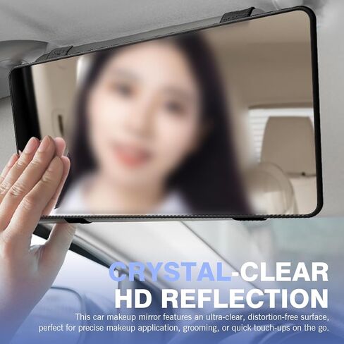 SLIMI 1 PC Car Mirror, Universal Sunvisor Cosmetic Mirror, HD Sun-shading Vanity with Strap, Driver/Passenger Sun Visor Mirrors, for Most Cars, Trucks, SUVs (Black) in Kuwait
