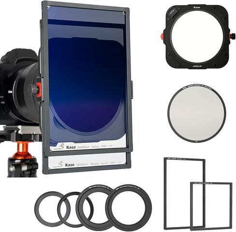 Kase Armour Entry Level Filter Kit,Include Magnetic 100mm Metal Square Filter Holder & 95mm Magnetic CPL/ND64 Filters & 100x150mm Soft GND0.9 Filter & 67/72/77/82mm Adapters Rings in Saudi Arabia