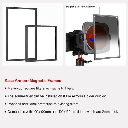 Kase Armour Entry Level Filter Kit,Include Magnetic 100mm Metal Square Filter Holder & 95mm Magnetic CPL/ND64 Filters & 100x150mm Soft GND0.9 Filter & 67/72/77/82mm Adapters Rings in Saudi Arabia