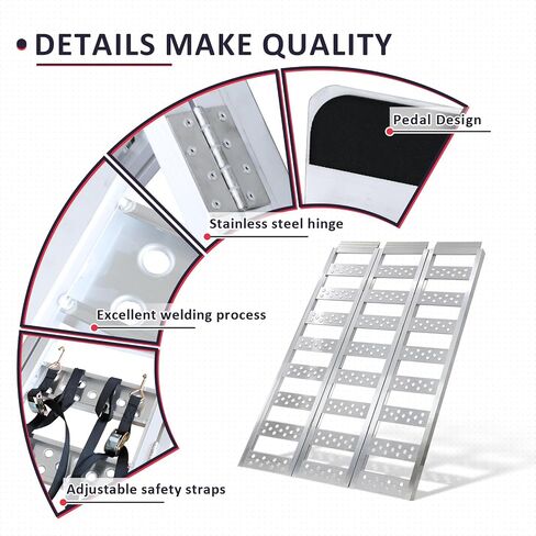 منحدرات Pensun Tri-Fold مع Datch ، منحدرات تحميل الألومنيوم كاملة العرض مع أحزمة تحميل ، منحدر لحام يدوي للدراجات النارية ، ATVs ، الشاحنات ، المنفخات الثلجية مع 1600ibs كحد أقصى /535 رطل لكل قسم in Saudi Arabia