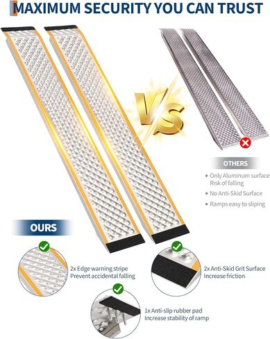 سلالم تحميل من الألومنيوم ثقيلة 2-Pack ، سعة 880 رطل ، منحدرات سقيفة مضادة للانزلاق لدراجة نارية/دراجة نارية ATV/العشب إلى المرآب/السقيفة/الحظيرة in Kuwait
