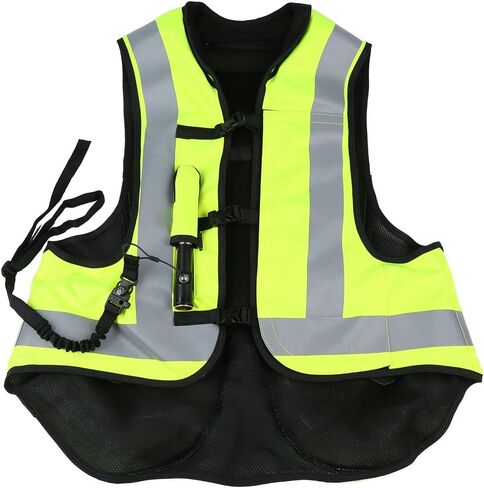 TCMT Aircbag دراجة نارية Airnest Air Bag Vest Hi الرؤية مع 2 CO2 خرطوشة (L ، أسود + أصفر الفلورسنت) in Saudi Arabia
