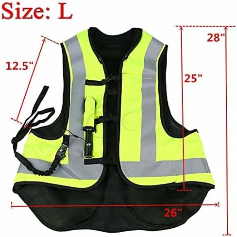 TCMT Aircbag دراجة نارية Airnest Air Bag Vest Hi الرؤية مع 2 CO2 خرطوشة (L ، أسود + أصفر الفلورسنت) in Saudi Arabia