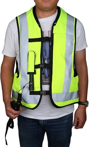 TCMT Aircbag دراجة نارية Airnest Air Bag Vest Hi الرؤية مع 2 CO2 خرطوشة (L ، أسود + أصفر الفلورسنت) in Saudi Arabia