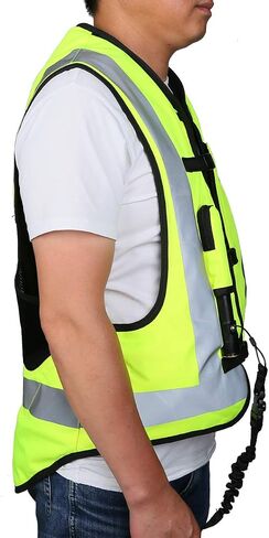 TCMT Aircbag دراجة نارية Airnest Air Bag Vest Hi الرؤية مع 2 CO2 خرطوشة (L ، أسود + أصفر الفلورسنت) in Saudi Arabia