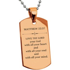 Stainless Steel Love the Lord Matthew 22:37 Dog Tag Pendant Necklace in Kuwait