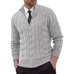 NITAGUT Mens Full Zip Up Cardigan Sweater Casual Stand Collar Cable Knit Winter Sweaters in Saudi Arabia
