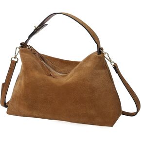 Genuine Suede Leather Hobo Bags for Women Tote Handbags Suede Crossbody Purses and Slouchy Shoulder Bags (Tan) in Saudi Arabia