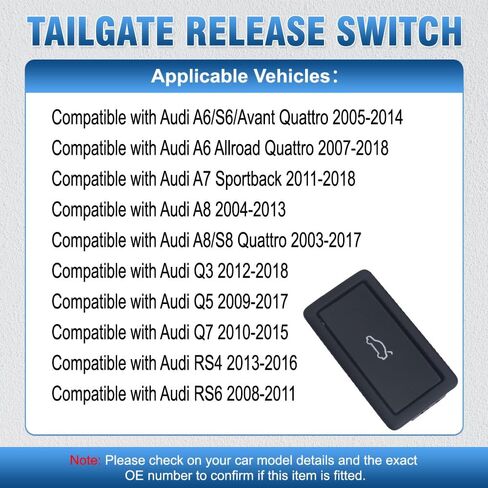 مفتاح إطلاق صندوق Trunk ، 1pc Car 4 Dins Trunk Opener Bine ، زر إصدار الباب الخلفي متوافق مع Audi A4/S4/Avant Quattro 2008-2016 4G0959831A 4G0959831B in Saudi Arabia
