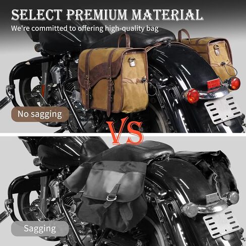 NICECNC Motorcycle Saddle Bags, Vintage Oil Waxed Canvas Motorcycle Saddlebags, Motorcycle Panniers Side Throw Over Saddle Bags Compatible with Harley Honda Suzuki Yamaha Adventure Street Glide Black in Kuwait