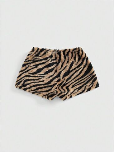 Floerns Women's Y2k Faux Fur Animal Print Shorts Bow Low Waist Fuzzy Micro Shorts in Saudi Arabia