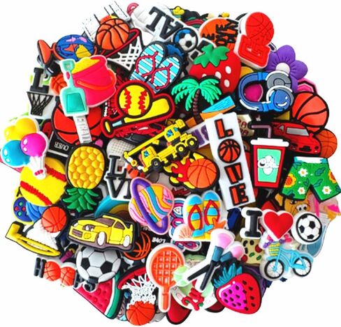 30,50,100,125,150 Pcs Random PVC Shoe Charms for Sandals and Shoe Decoration Charms for Party Gifts in Saudi Arabia