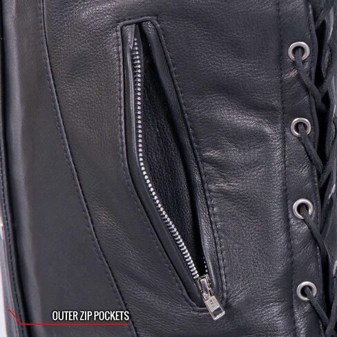 Leathers الساخنة VSL1017 السيدات 'Sugar Skull' مبطنة بالجلد الأسود MC سترة in Kuwait