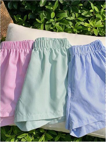 SHENHE Girl's 3 Pack Striped Boxer Shorts Elastic Waist Casual Summer Vacation Travel Shorts in Saudi Arabia