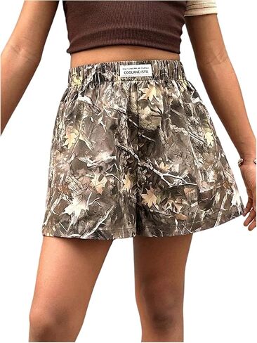 Floerns Girl's Camo Print مرنة الخصر المسار السراويل القصيرة الساق العرق الساق in Saudi Arabia