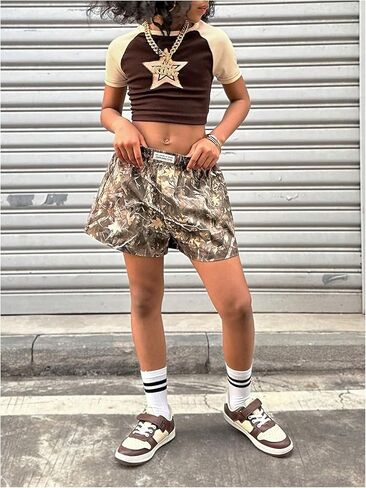 Floerns Girl's Camo Print مرنة الخصر المسار السراويل القصيرة الساق العرق الساق in Saudi Arabia