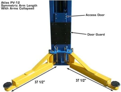معدات السيارات Atlas PV12PX 2-Post Sdex Commercial Lift ، ارتفاع الحد الأدنى للسقف ، ارتفاع 12000 رطل ، 13'9 "-14'9". in Saudi Arabia