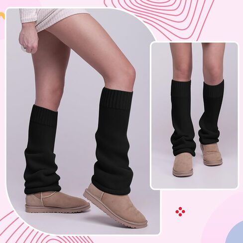 Geyoga Leg Warmers for Women Y2K Harajuku Leg Sleeves Long Kawaii Knit Socks Gothic Lolita Halloween Cosplay Party Accessory in Saudi Arabia