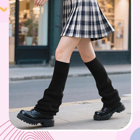 Geyoga Leg Warmers for Women Y2K Harajuku Leg Sleeves Long Kawaii Knit Socks Gothic Lolita Halloween Cosplay Party Accessory in Saudi Arabia