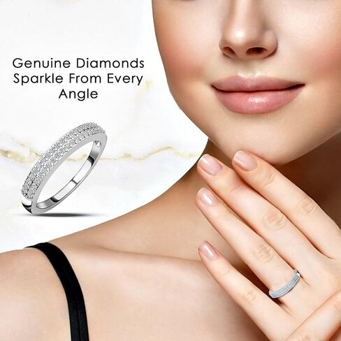 Shop LC Diamond Rings for Women Platinum Plated 925 Sterling Silver Anniversary Wedding Band Ct 0.25 I3 Size 6 Birthday Gifts for Women in Saudi Arabia