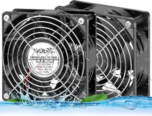 12V DC Waterproof and MoistureProof IP67 Rated 120 x 38mm High Airflow Exhaust Cooling Fan for rv Fridge/Grow Tent/Greenhouse/Crawlspace/Hydronic/Ventilation 3000RPM 2-Pack in Saudi Arabia