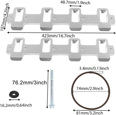 Rectangular Port Intake Manifold Adapter, Replace EM-1021-S, Intake Manifold Adapter, Compatible with LS1 Cathedral Port Cylinder Head to LS3 LSA ZL1 CTS-V, 1 pc, Sliver in Saudi Arabia