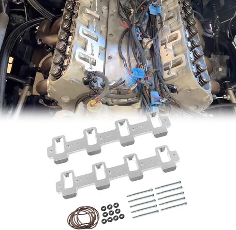 Rectangular Port Intake Manifold Adapter, Replace EM-1021-S, Intake Manifold Adapter, Compatible with LS1 Cathedral Port Cylinder Head to LS3 LSA ZL1 CTS-V, 1 pc, Sliver in Saudi Arabia