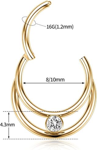 Gagabody Septum Jewelry 16 Gauge أقراط مزدوجة Daith Daith Endring Surgical Steel حلقات الأنف الأنف الطوق Helix Tragus Rook Piercing in Kuwait