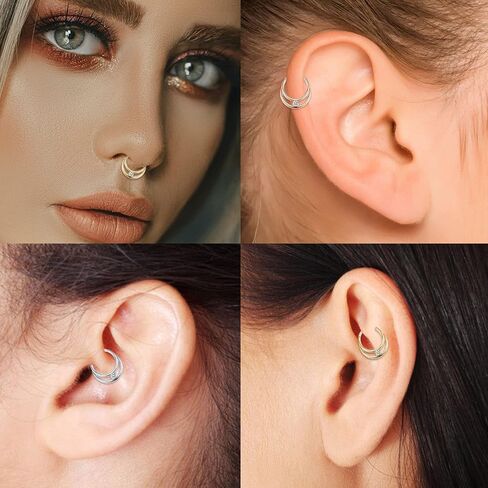 Gagabody Septum Jewelry 16 Gauge أقراط مزدوجة Daith Daith Endring Surgical Steel حلقات الأنف الأنف الطوق Helix Tragus Rook Piercing in Kuwait