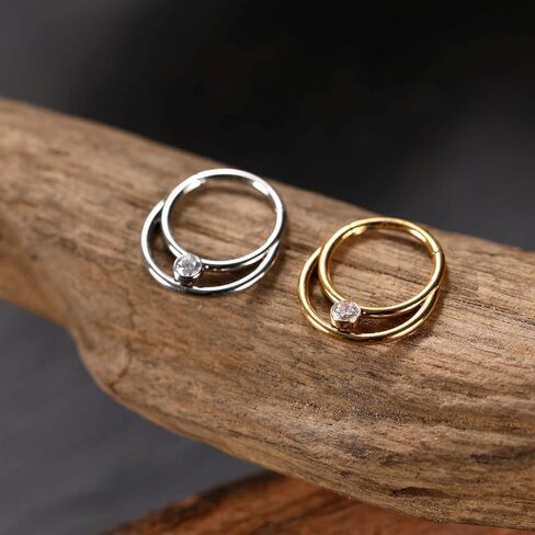 Gagabody Septum Jewelry 16 Gauge أقراط مزدوجة Daith Daith Endring Surgical Steel حلقات الأنف الأنف الطوق Helix Tragus Rook Piercing in Kuwait