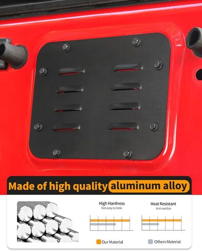 Hoolcar Aluminum Spare Tire Carrier Filler Plate Tailgate Vent Plate Cover & Tailgate Rubber Plugs and Bolts Kits Fit for 2007-2017 Jeep Wrangler JK JKU (Grille Style) in Saudi Arabia